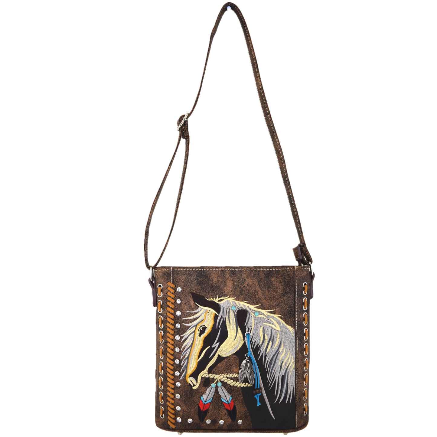 Western Style Metal Horse Studded Crossbody Handbags