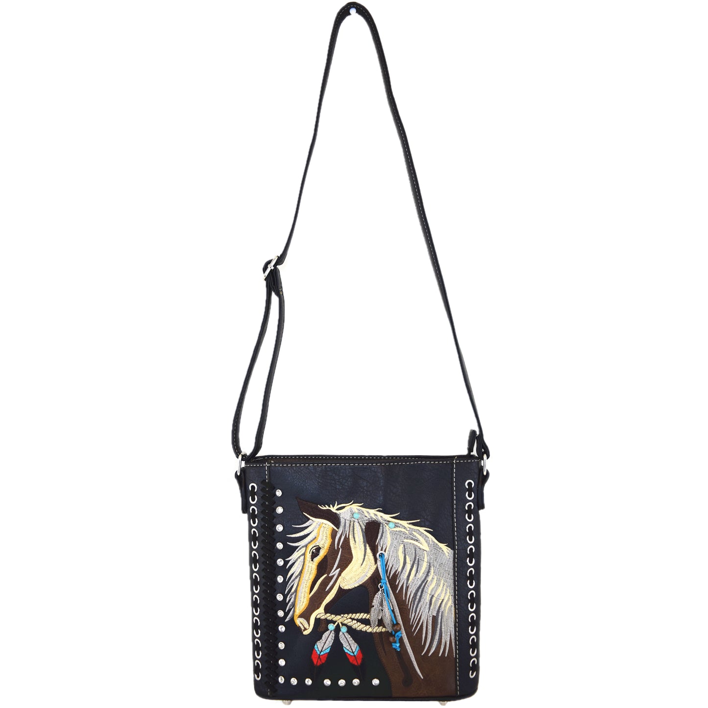 Western Style Metal Horse Studded Crossbody Handbags