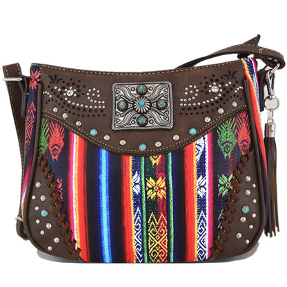 Native Studded Rhinestone Leather Crossbody Handbags