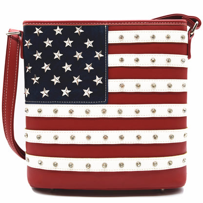 American Flag Stars and Stripes Studs Crossbody Handbags