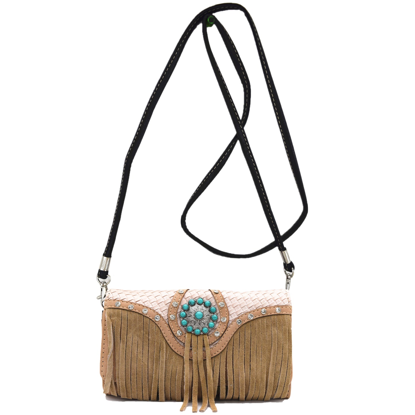 Western Style Fringe Conchos Concealed Carry Purse Matching Wallet Set