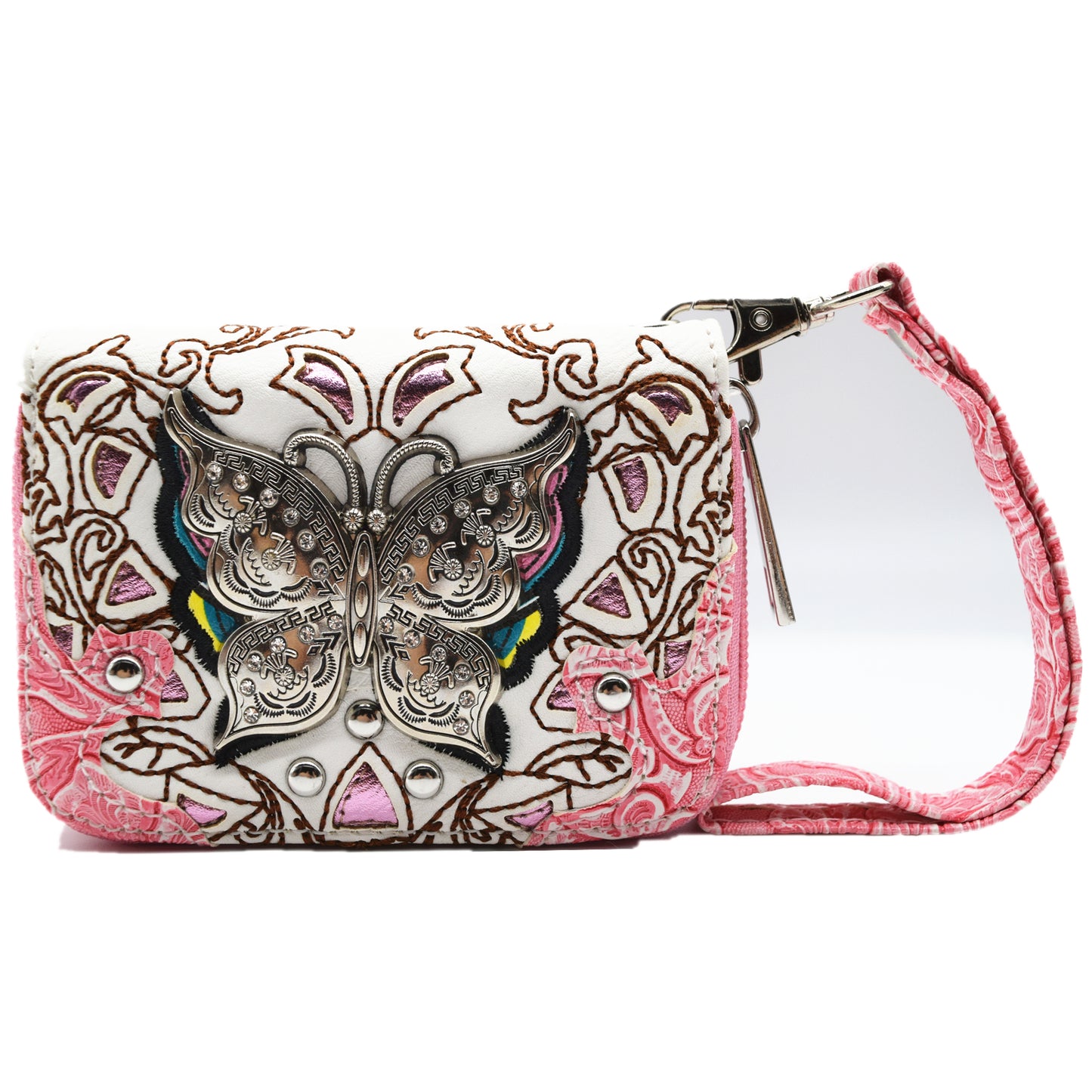 Butterfly Flower Western Style Crossbody Handbags With Mini Wallet Set