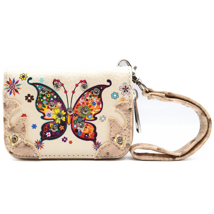 Butterfly Flower Western Style Crossbody Handbags With Mini Wallet Set