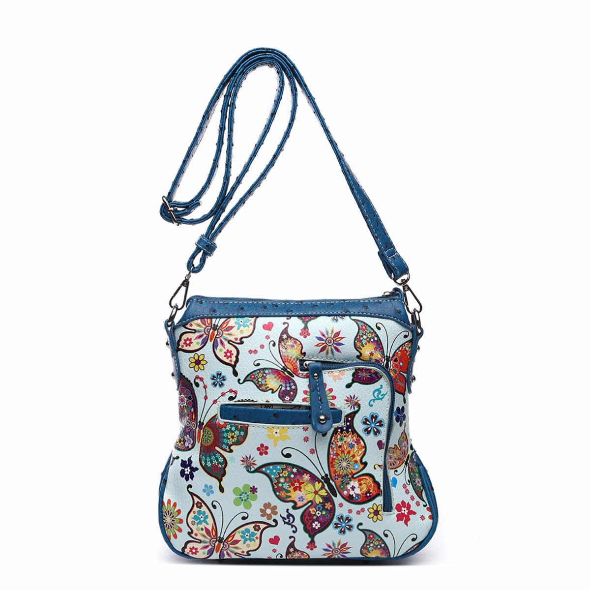 Butterfly Flower Western Style Crossbody Handbags With Mini Wallet Set