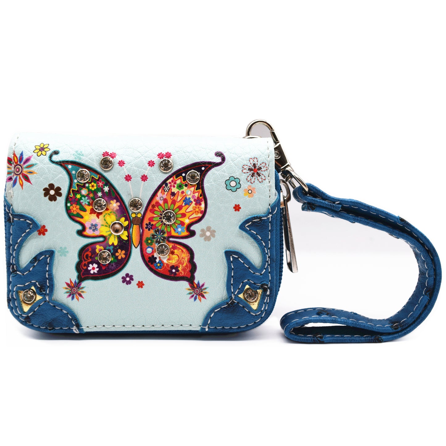 Butterfly Flower Western Style Crossbody Handbags With Mini Wallet Set