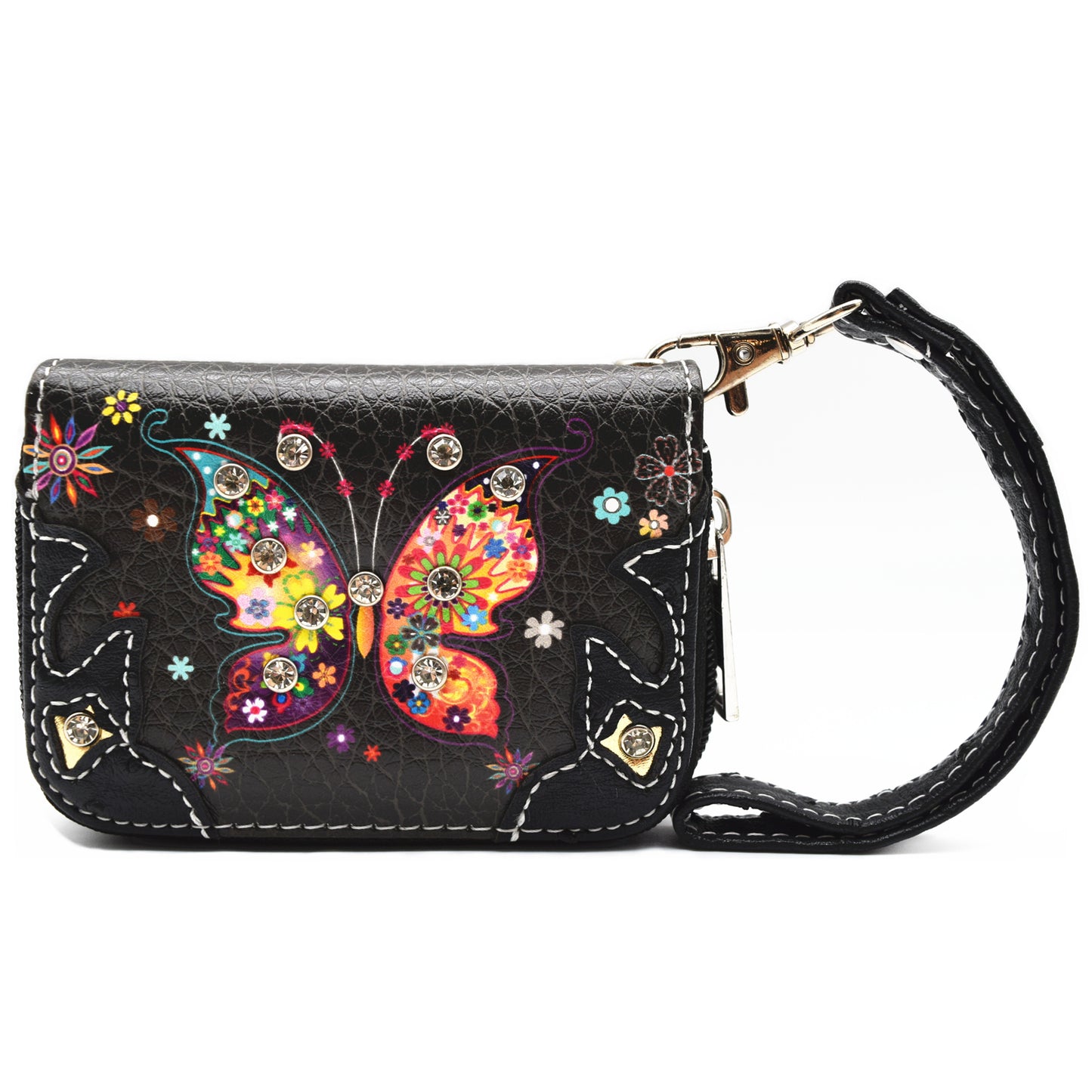 Butterfly Flower Western Style Crossbody Handbags With Mini Wallet Set