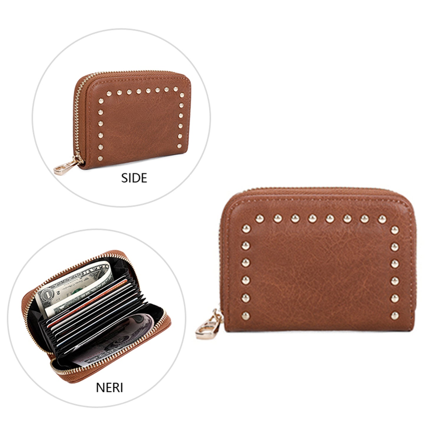 Gold Hardware Fashion HandBag Detachable Crossbody Strap Mini Wallet Set