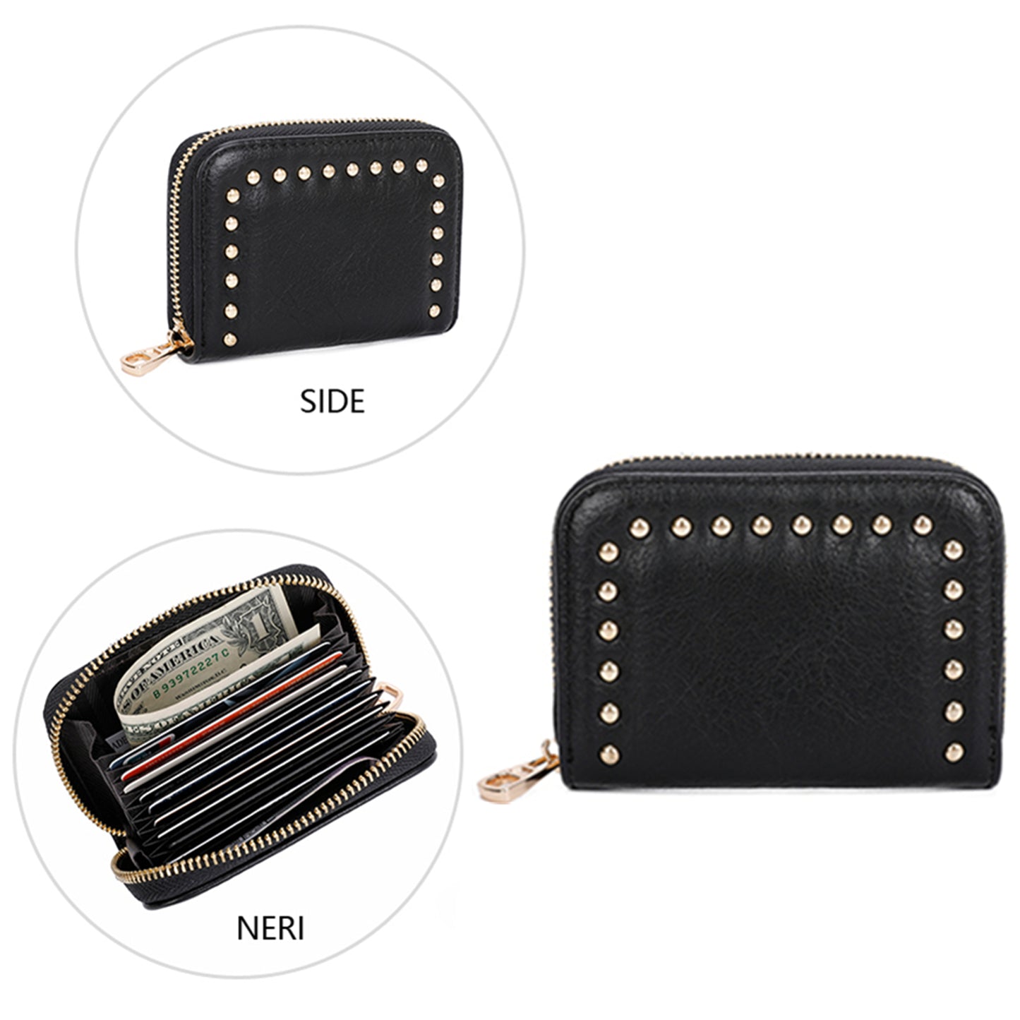 Gold Hardware Fashion HandBag Detachable Crossbody Strap Mini Wallet Set