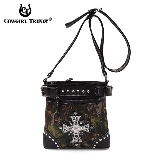 Camouflage Rhinestone Cross Studded Crossbody Handbags