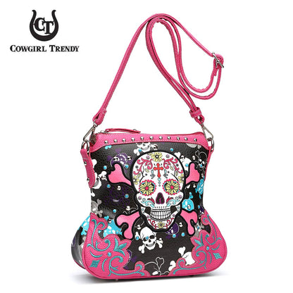 Sugar Skull Day of the Dead Cross Bone Crossbody Handbag