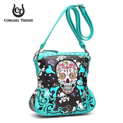 Sugar Skull Day of the Dead Cross Bone Crossbody Handbag