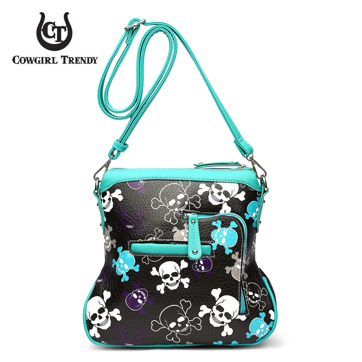 Sugar Skull Day of the Dead Cross Bone Crossbody Handbag