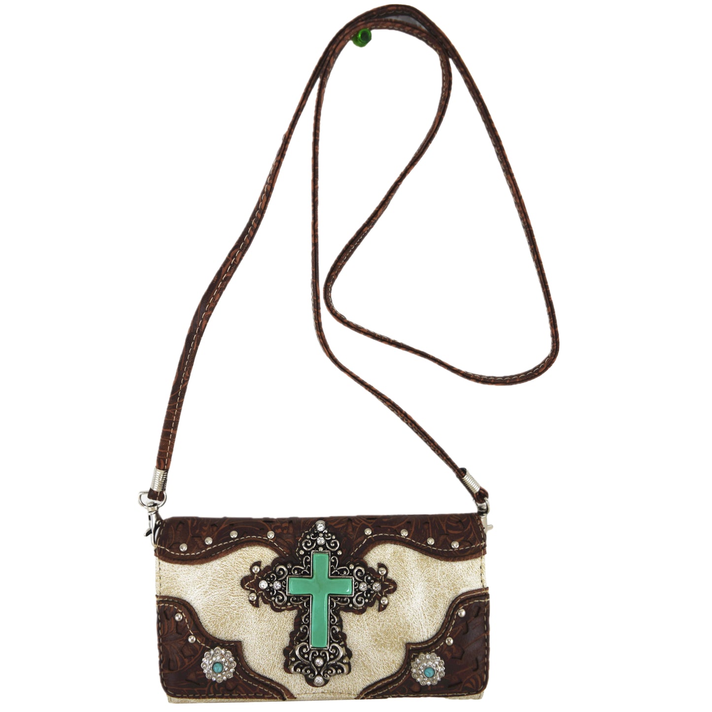 Western Style Rhinestone Cross Purse With Matching Wallet Set