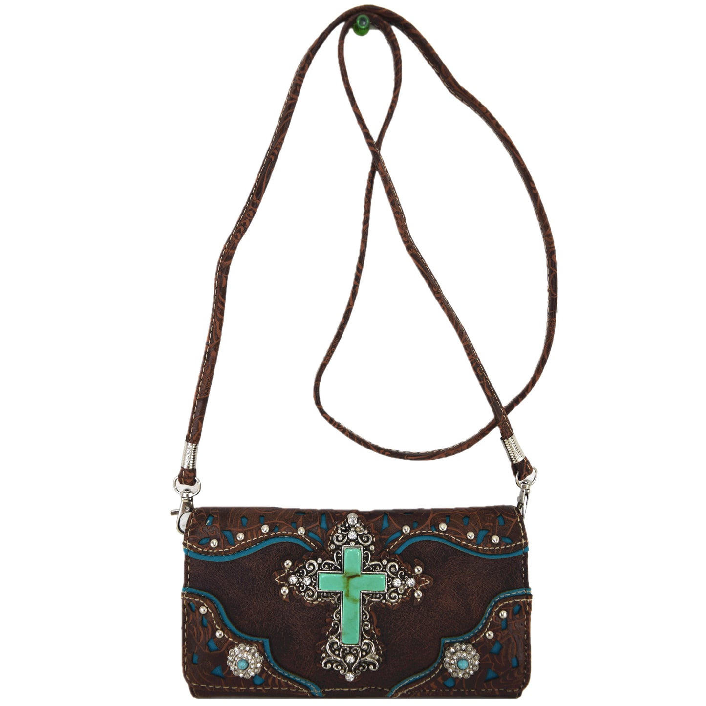 Western Style Rhinestone Cross Purse With Matching Wallet Set