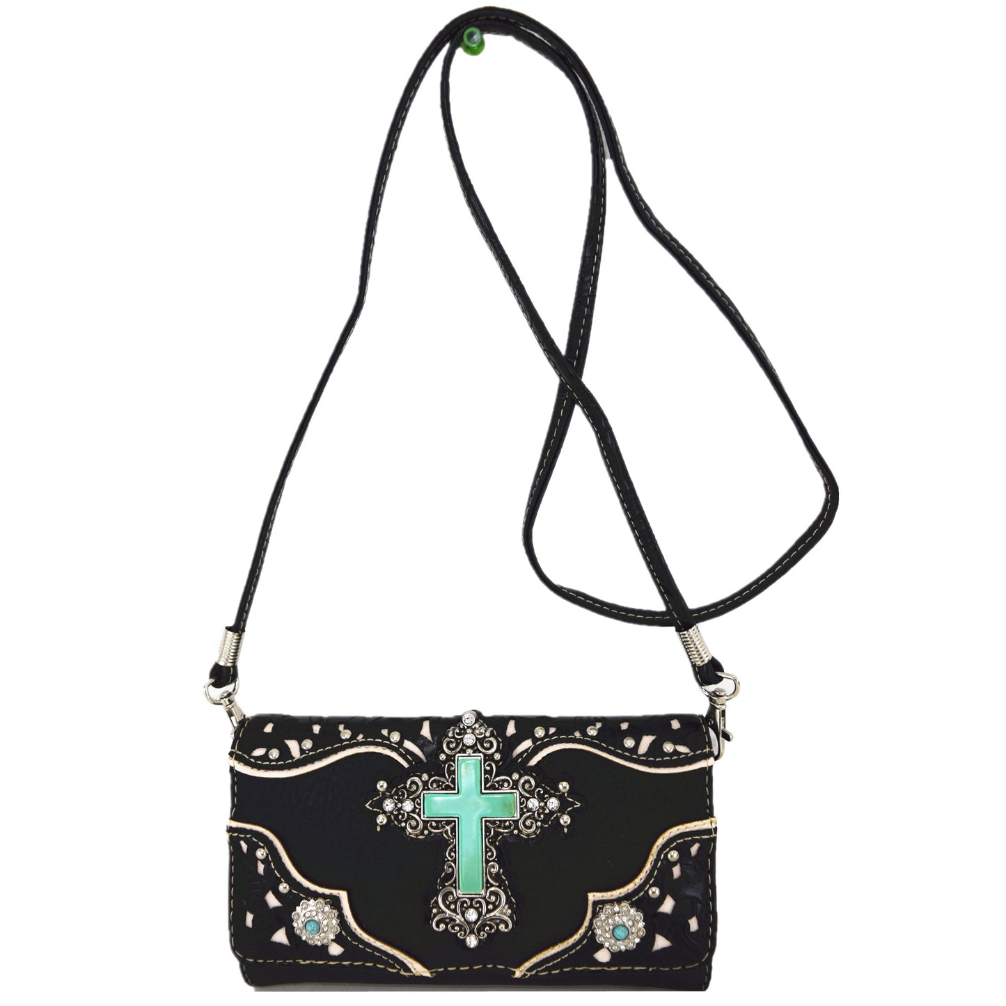 Western Style Rhinestone Cross Purse With Matching Wallet Set