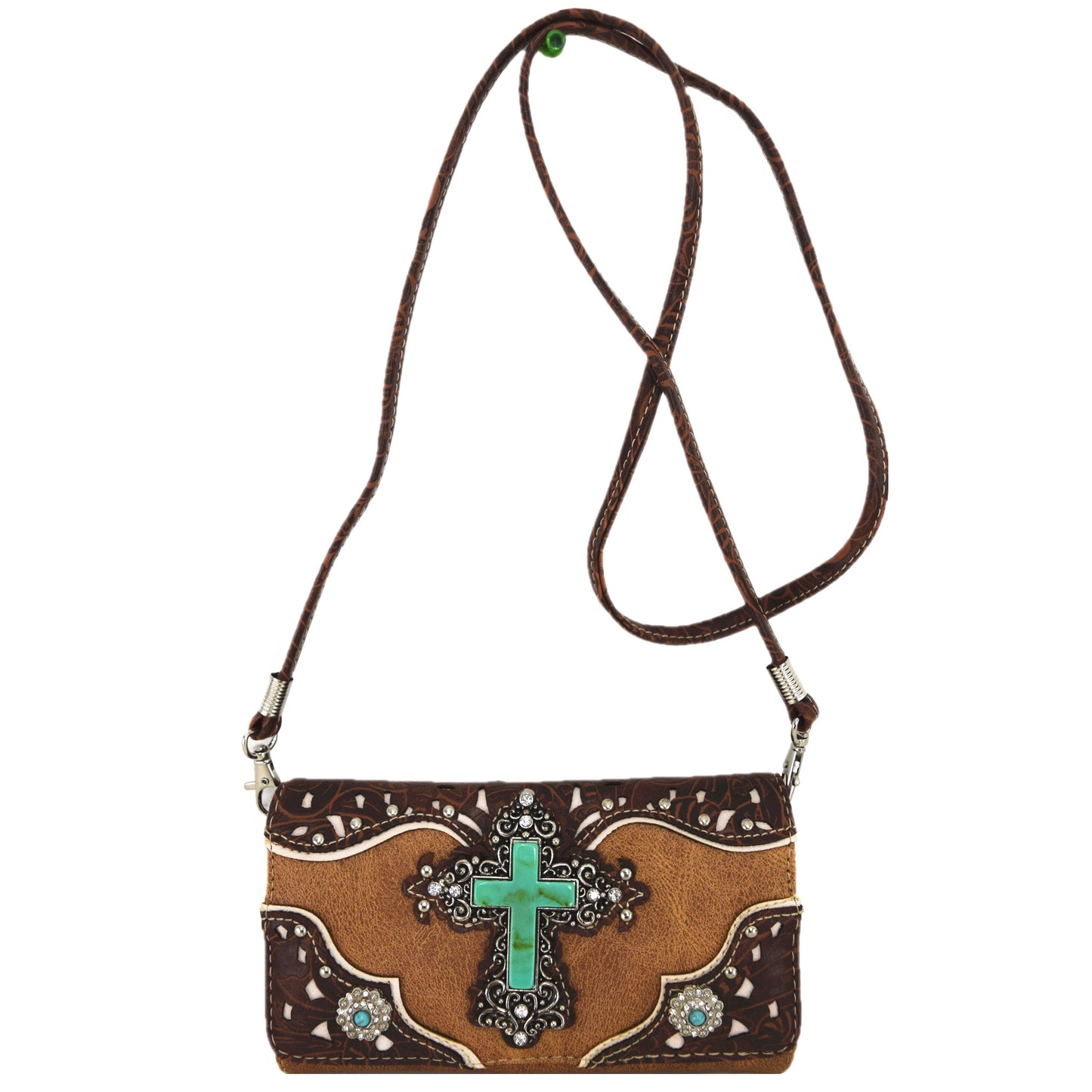 Western Style Rhinestone Cross Purse With Matching Wallet Set