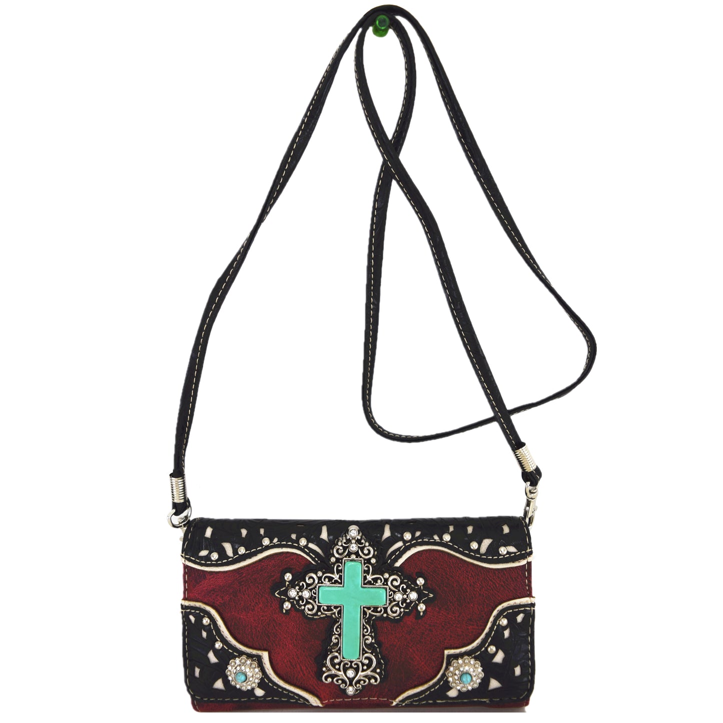 Western Style Rhinestone Cross Purse With Matching Wallet Set