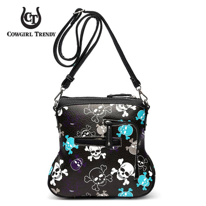 Sugar Skull Day of the Dead Cross Bone Crossbody Handbag