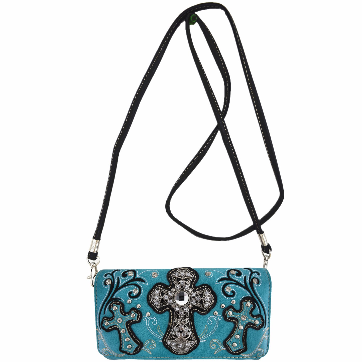 Western Style Rhinestone Cross Purse With Matching Wallet Set