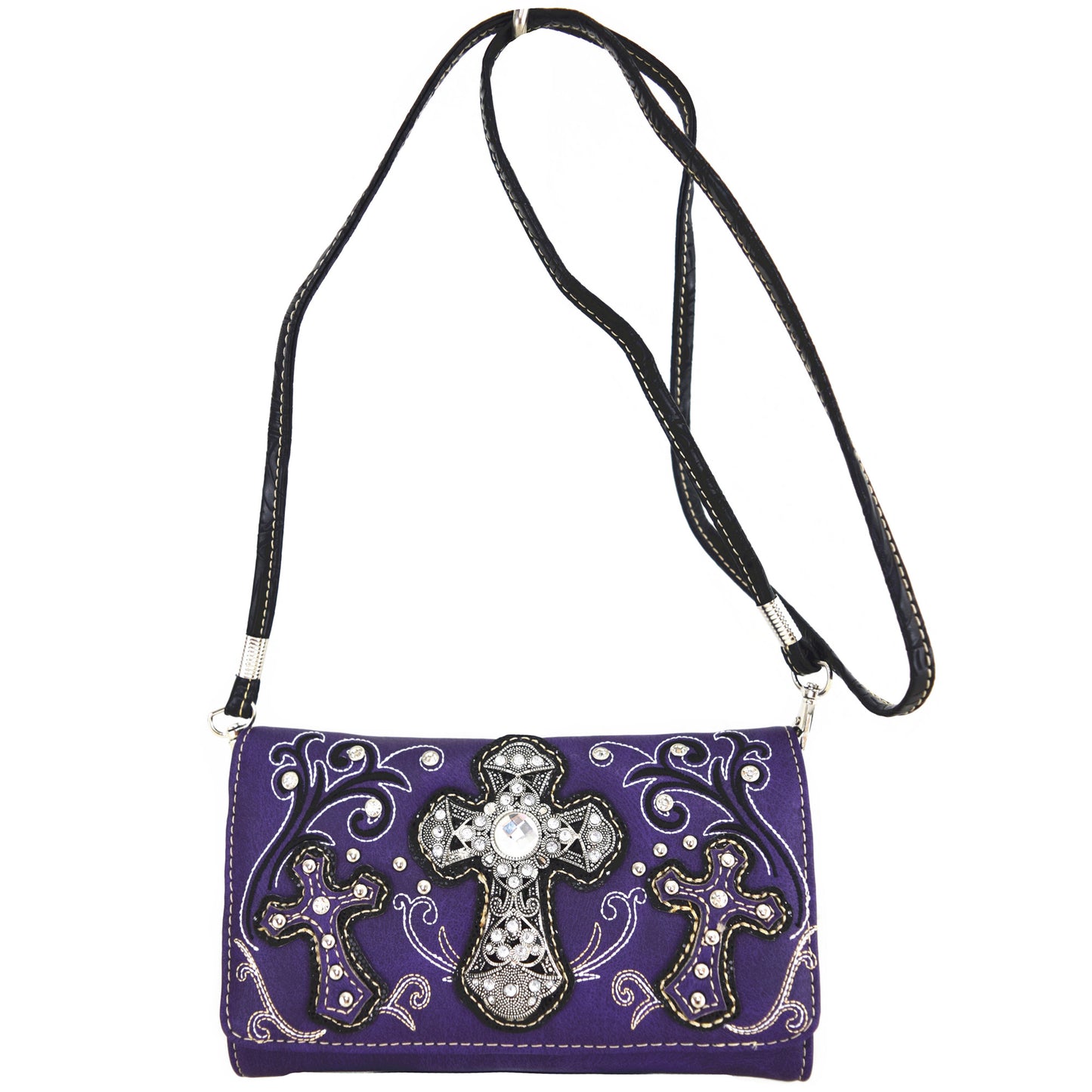 Western Style Rhinestone Cross Purse With Matching Wallet Set