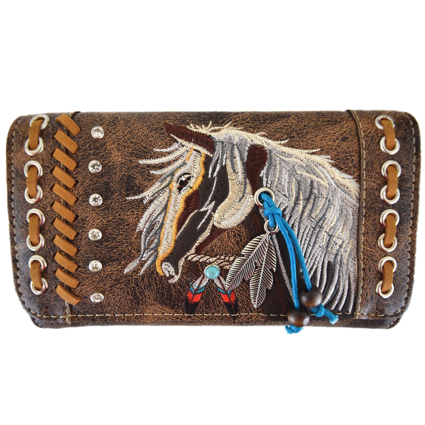 Western Style Embroidery Horse Women Trifold Wallet