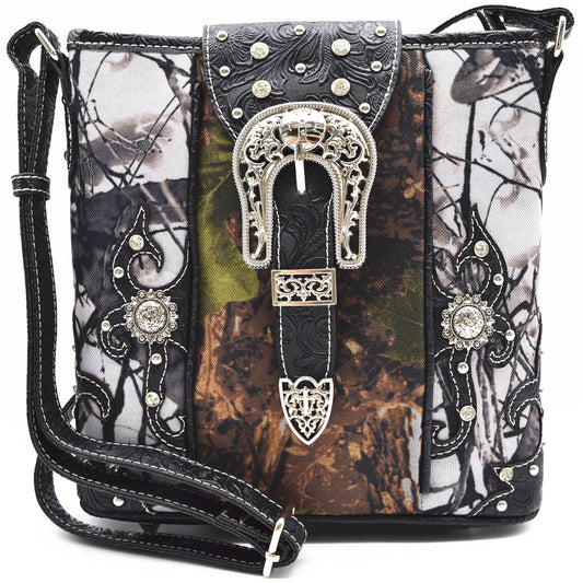 Camouflage Western Style Buckle Crossbody Handbags