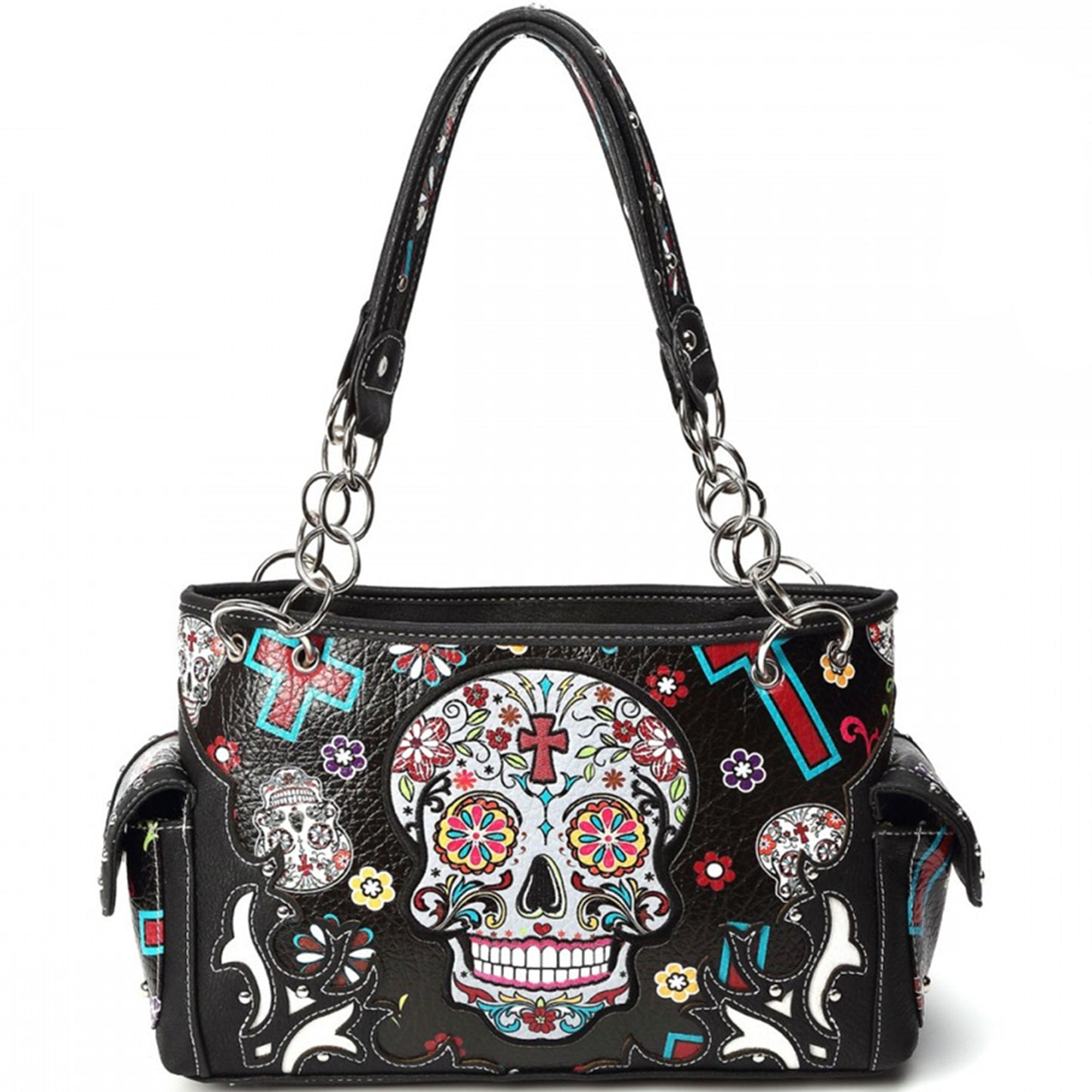 Sugar Skull Women Purse with Matching Wallet Set