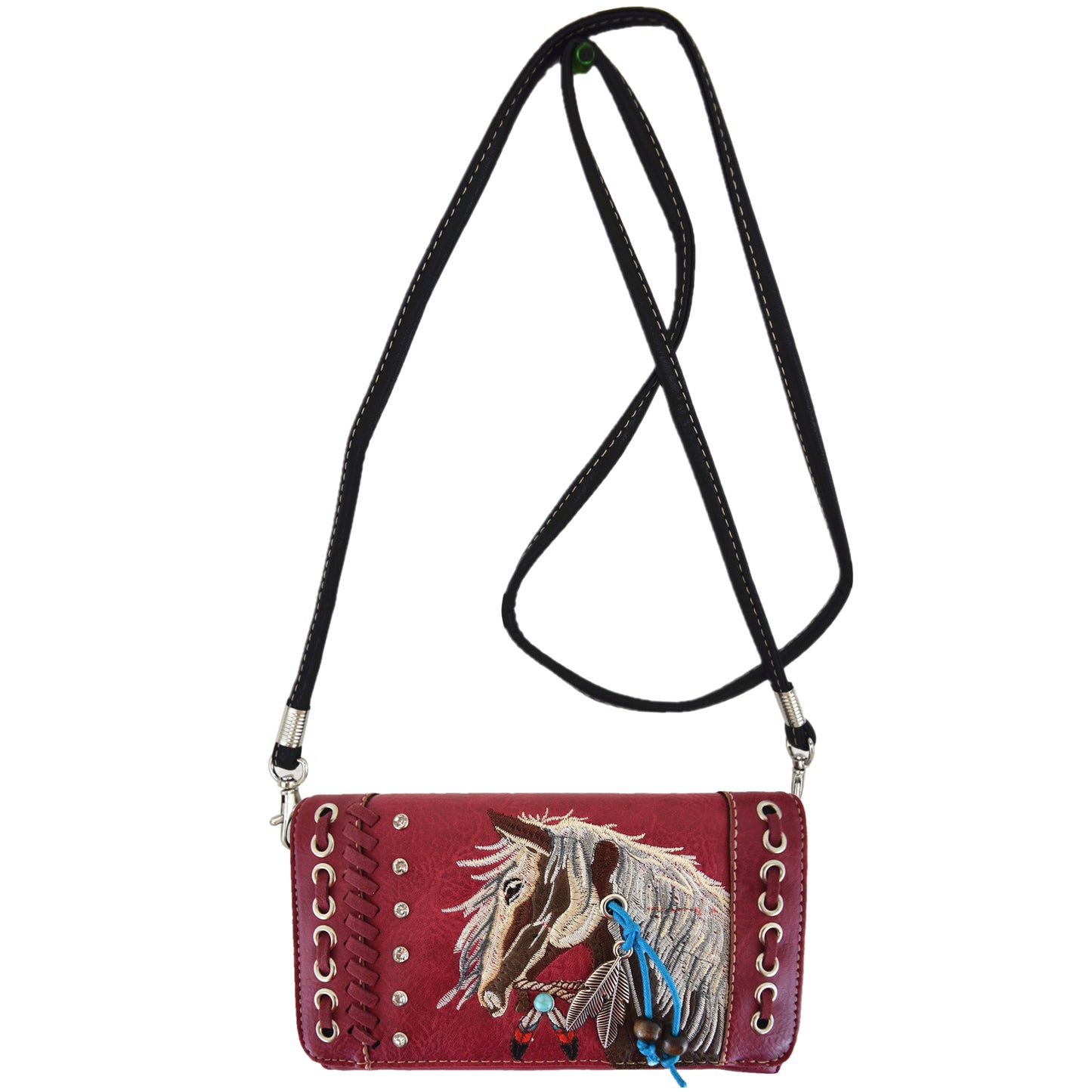 Western Style Embroidery Horse Women Trifold Wallet