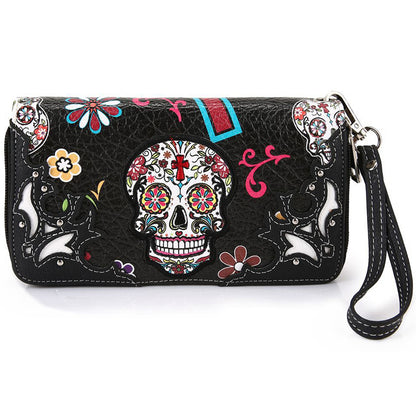 Sugar Skull Women Purse with Matching Wallet Set