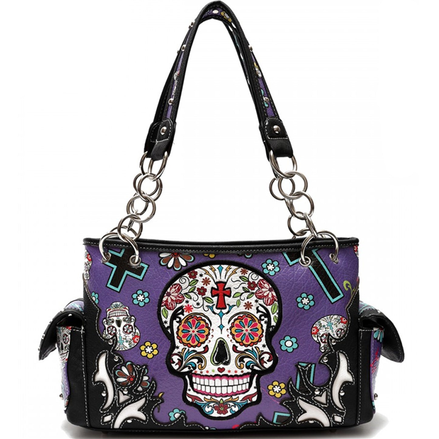 Sugar Skull Women Purse with Matching Wallet Set