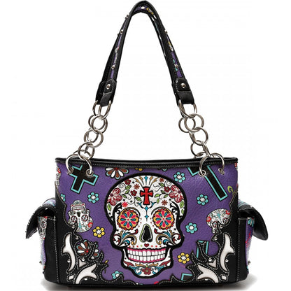 Sugar Skull Women Purse with Matching Wallet Set