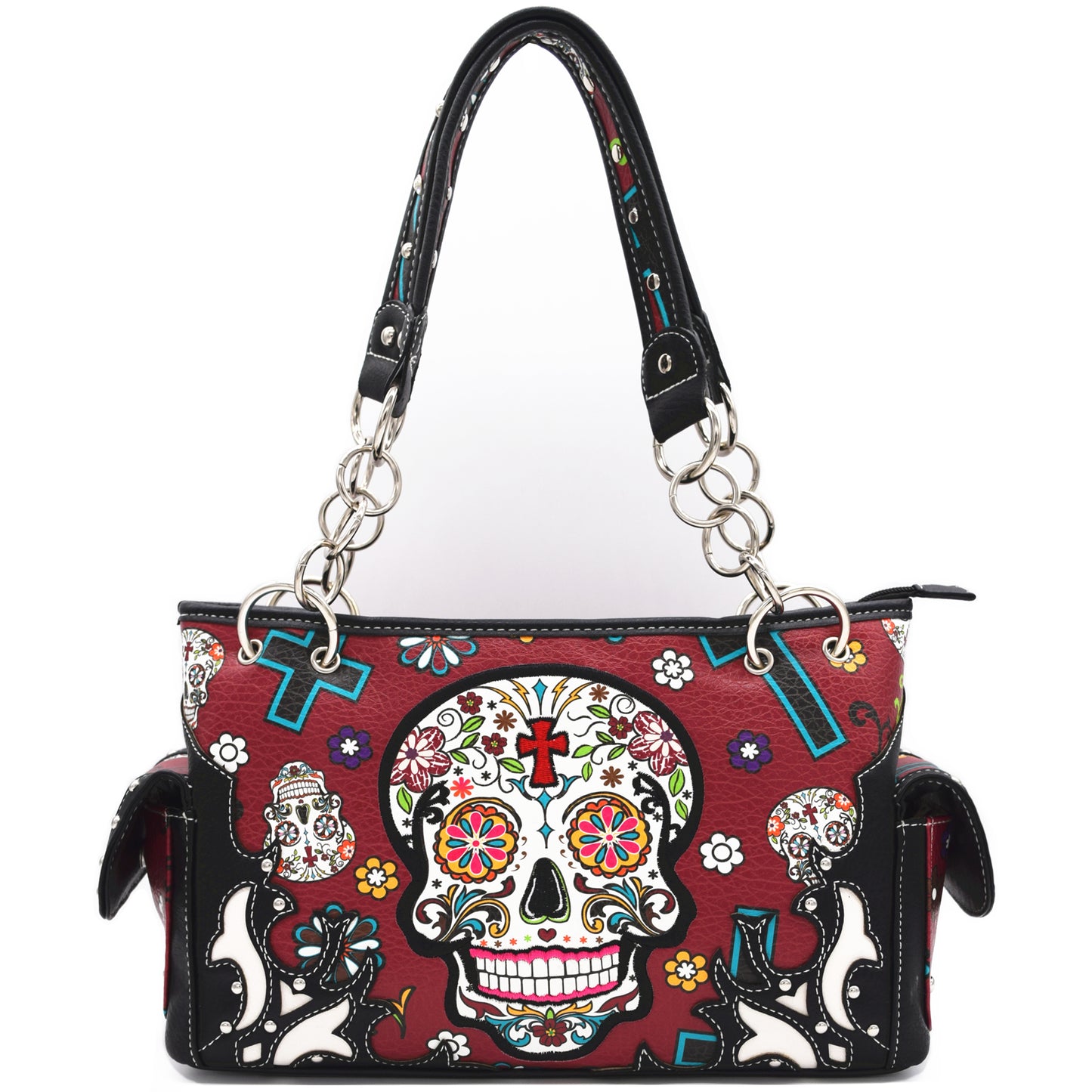 Sugar Skull Women Purse with Matching Wallet Set