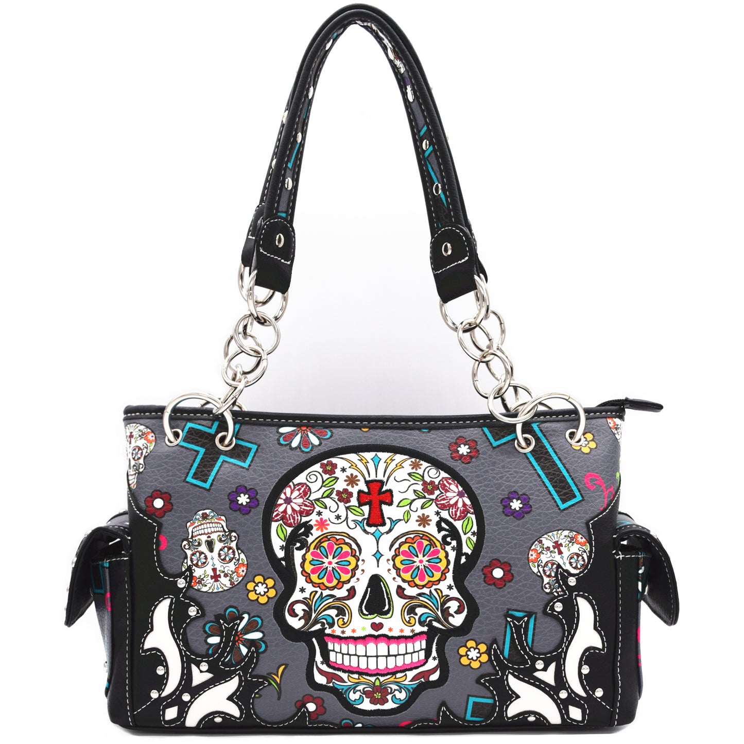 Sugar Skull Women Purse with Matching Wallet Set