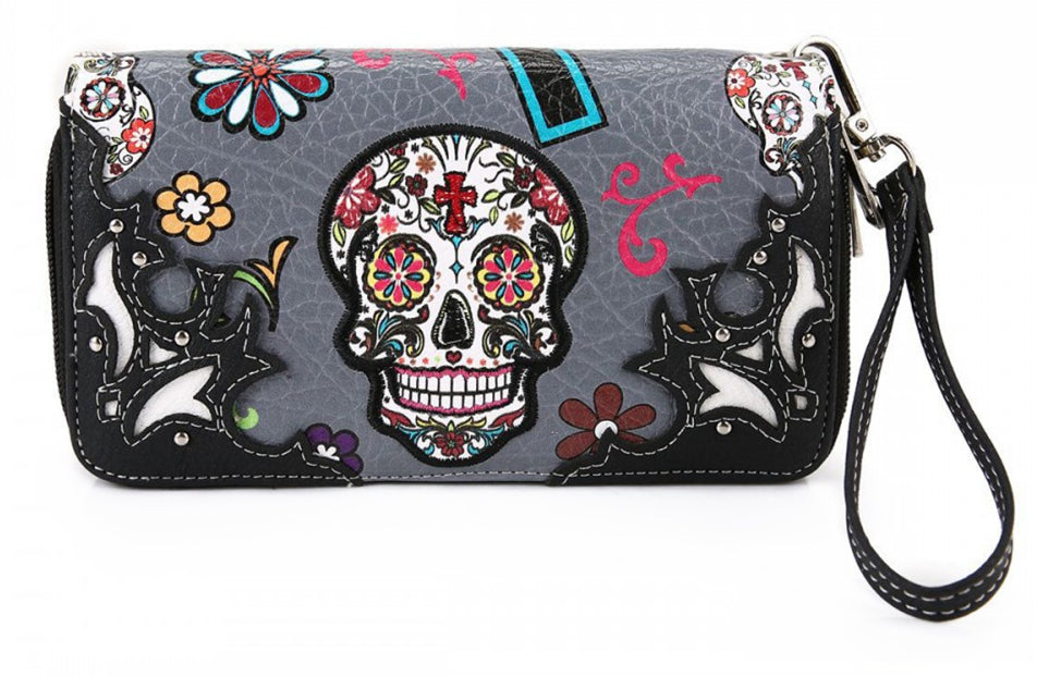 Sugar Skull Women Purse with Matching Wallet Set