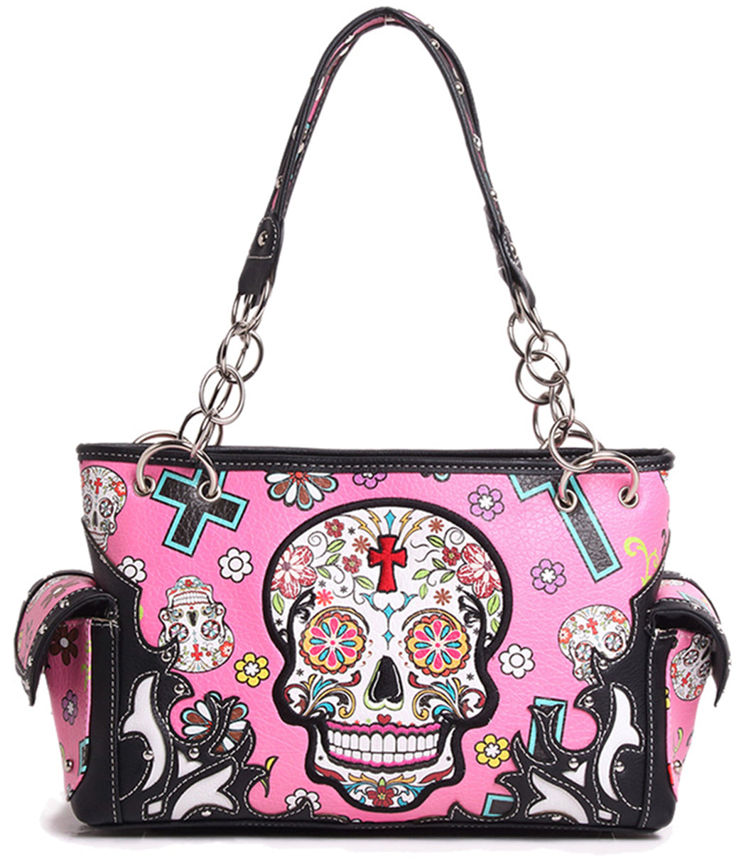 Sugar Skull Women Purse with Matching Wallet Set