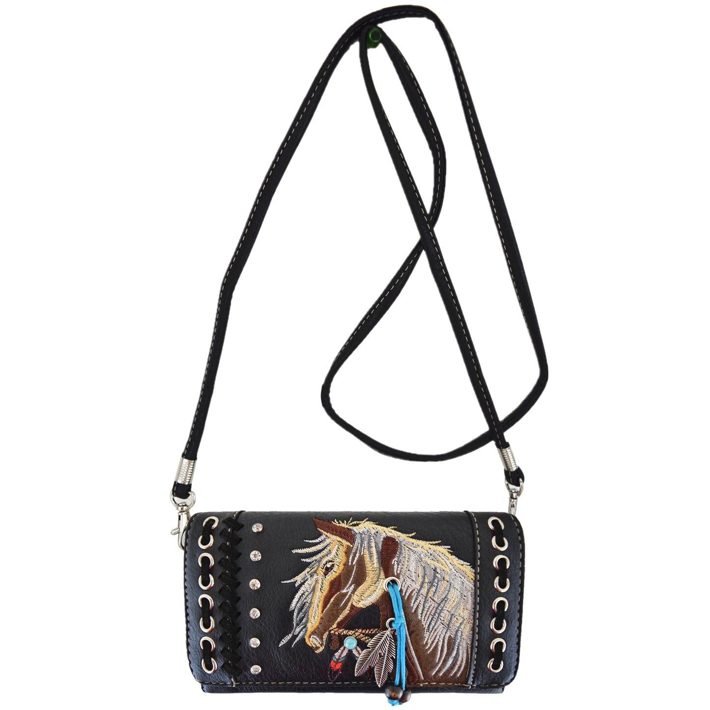 Western Style Embroidery Horse Women Trifold Wallet