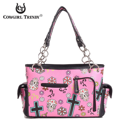 Sugar Skull Women Purse with Matching Wallet Set