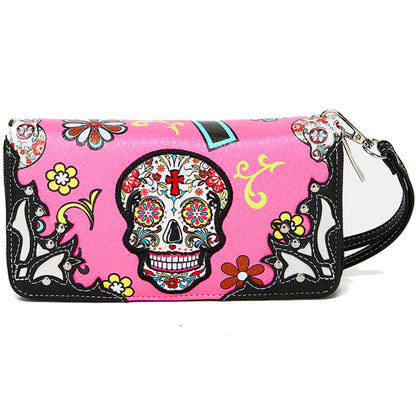 Sugar Skull Women Purse with Matching Wallet Set