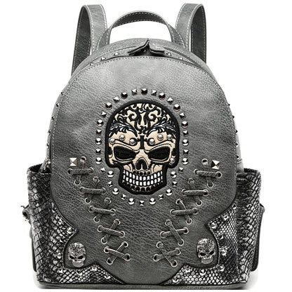 Gothic Skull Women Backpack with Matching Wallet Set