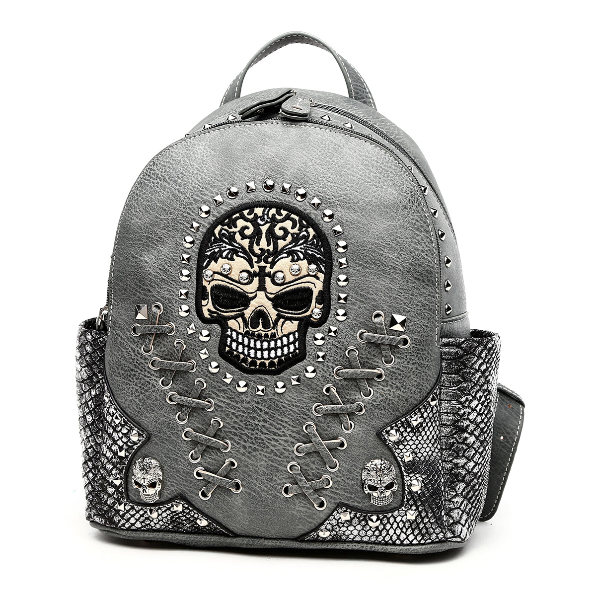 Gothic Skull Women Backpack with Matching Wallet Set