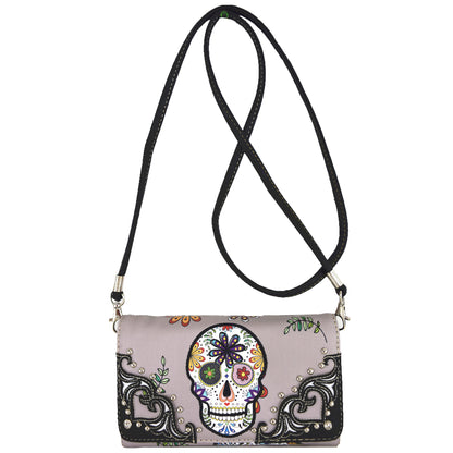 Western Style Sugar Skull Women Trifold Wallet