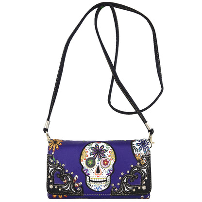 Western Style Sugar Skull Women Trifold Wallet