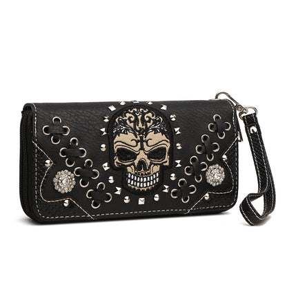 Gothic Skull Women Backpack with Matching Wallet Set