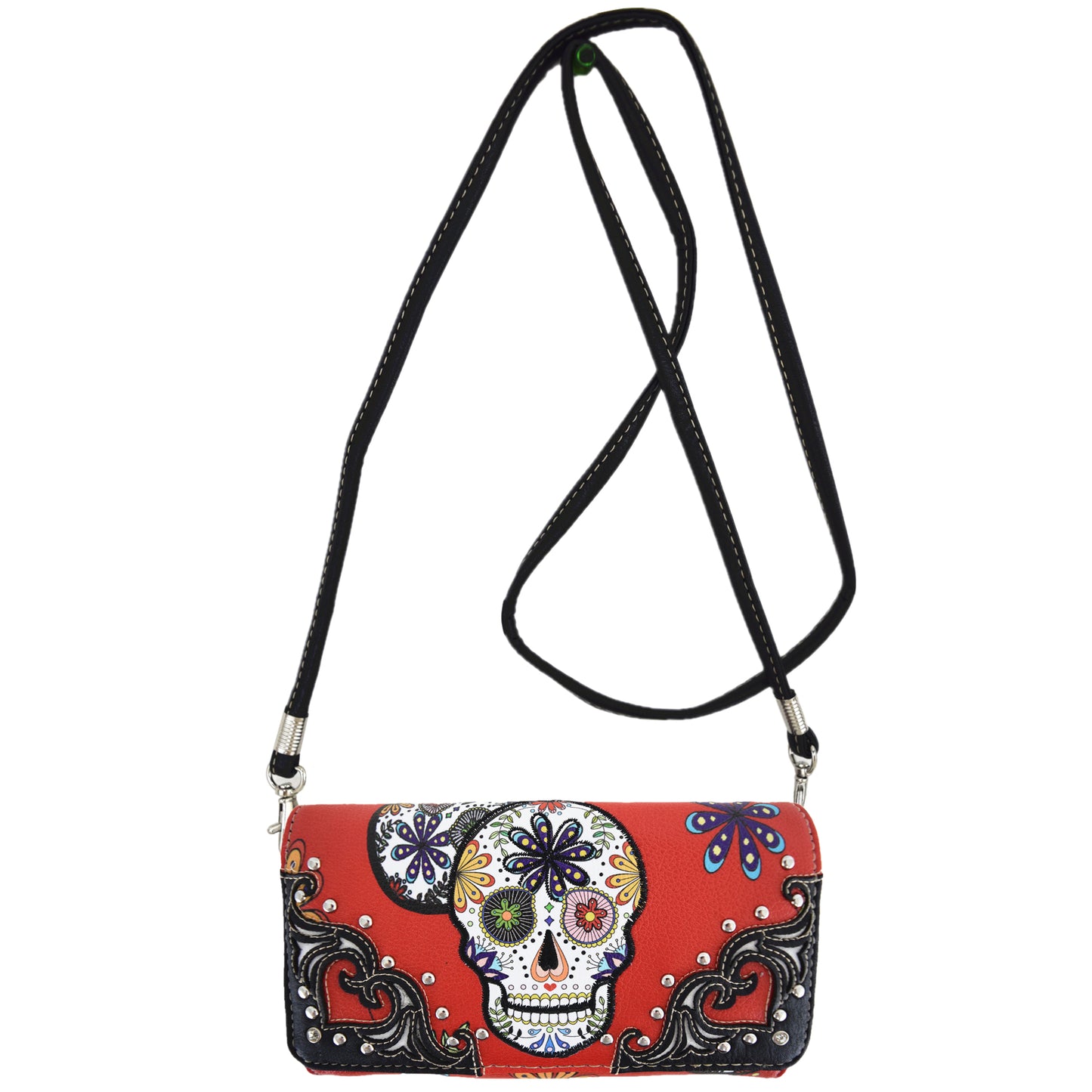 Western Style Sugar Skull Women Trifold Wallet