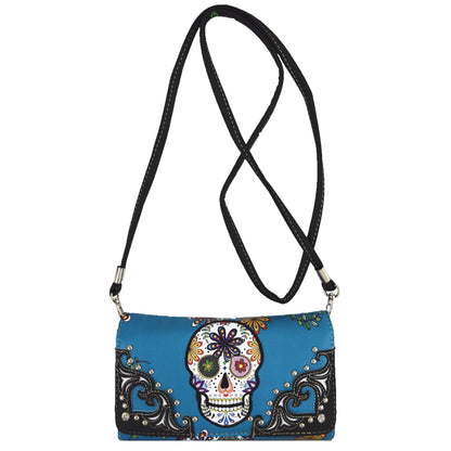 Western Style Sugar Skull Women Trifold Wallet