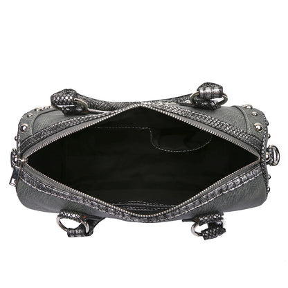 Gothic Skull Women Barrel Purse with Matching Wallet Set