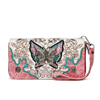 Butterfly Floral Women Purse with Matching Wallet Set