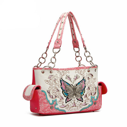 Butterfly Floral Women Purse with Matching Wallet Set