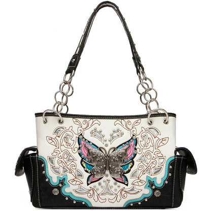 Butterfly Floral Women Purse with Matching Wallet Set