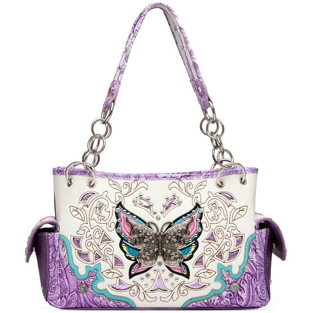 Butterfly Floral Women Purse with Matching Wallet Set